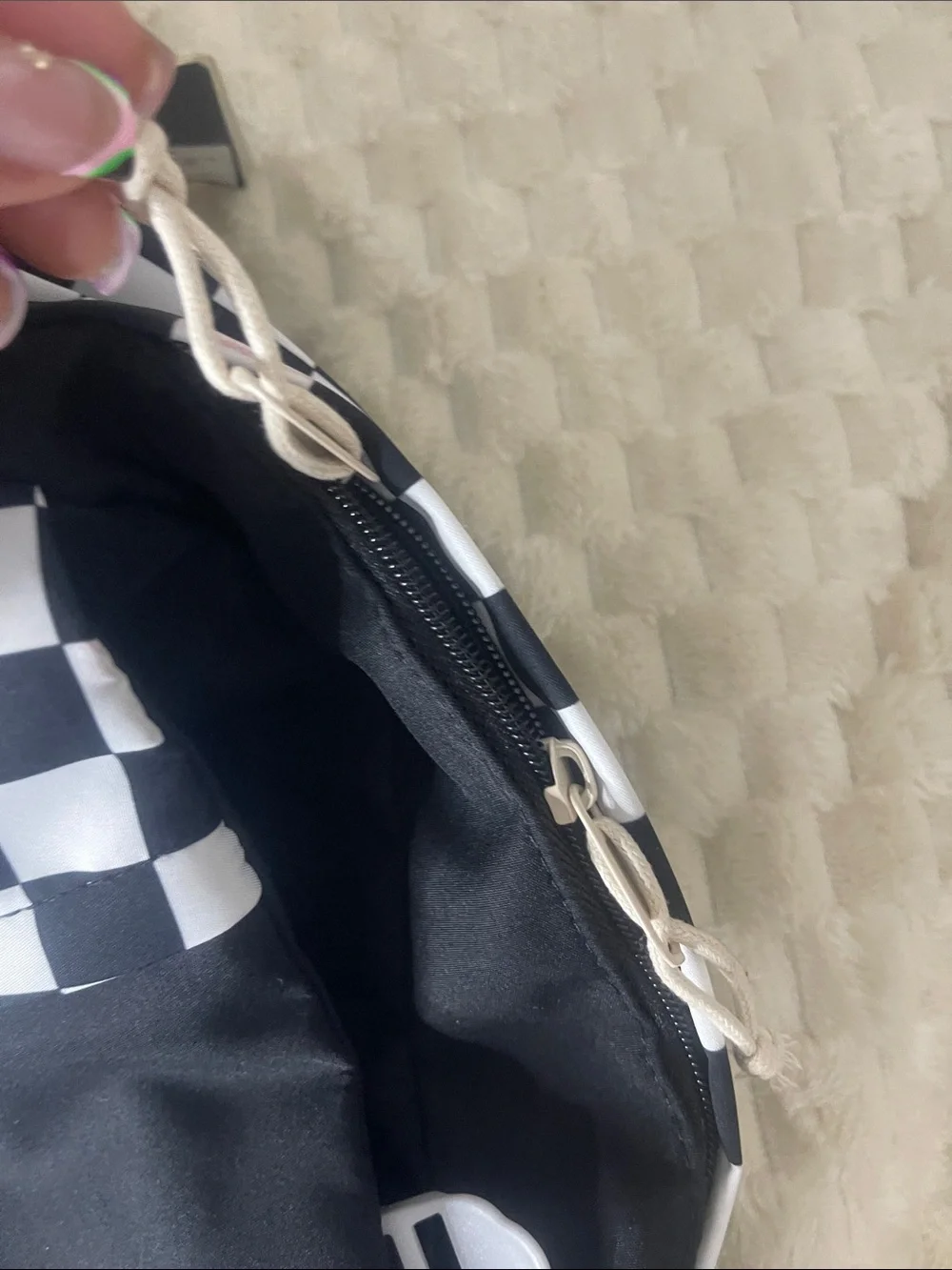 NWT Boy’s Black & White Checkerboard Kids School Backpack Multiple Pockets & Zip